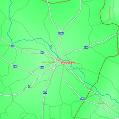 Illustrated Map of  Wrocław City in Poland