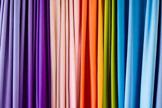 closeup of colorful curtains textured background