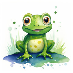 Obraz premium Frog illustration cartoon (AI Generated)