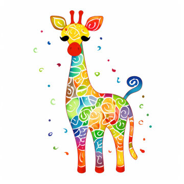 Giraffe illustration cartoon (AI Generated)
