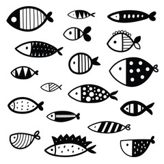 Fish. Set. Cute illustration.