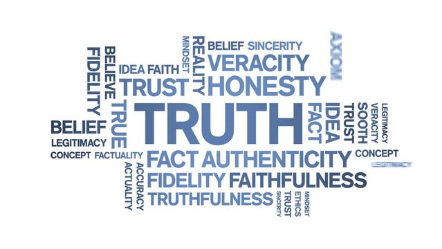 Truth animated tag word cloud;text design animation kinetic typography seamless loop.