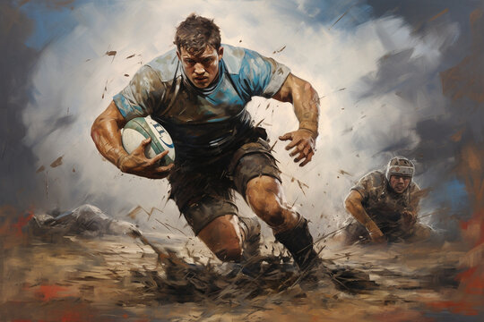rugby player with a ball
