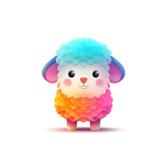 Obraz premium Cute cartoon sheep illustration (AI Generated) 