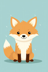 Obraz premium Cute cartoon fox illustration (AI Generated) 