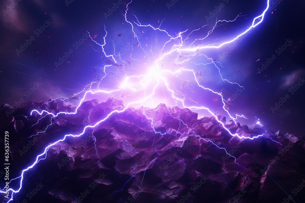 Poster lightning strike colored 3d rendering element
