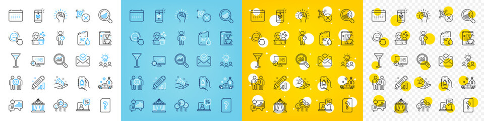 Vector icons set of Data analysis, Cleaning and Bell alert line icons pack for web with Unknown file, Qr code, Friend outline icon. Seo, Business idea, Employees teamwork pictogram. Vector