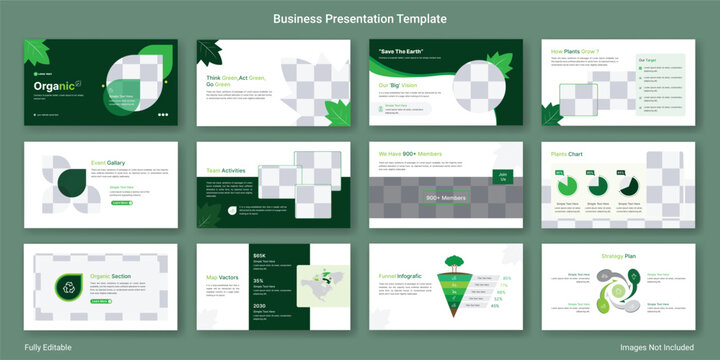 Plants and environment presentation slide template landing page design
