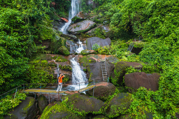 Fototapeta premium Tad Pho waterfall, Beautiful waterfall in Phu Langka national Park, Nakhon Phanom province, ThaiLand.