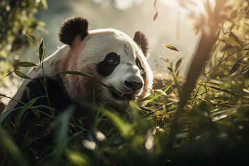Urso panda na natureza - Papel de parede