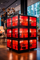 a cubic building in the room, a red shade is urban created with Generative Ai