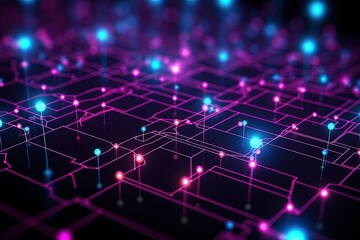 Obraz premium abstract futuristic Digital Network Matrix - Abstract Technology Connection Concept,