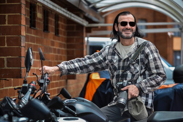 Fototapeta na wymiar portrait of a person on a motorcycle