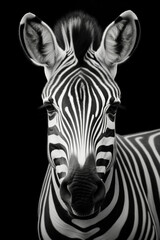 Beautiful zebra in front of a black background (AI Generated) 