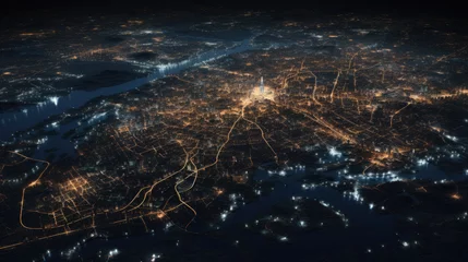 Fototapete Nordeuropa Lights on planet at night. Created with Generative AI technology.