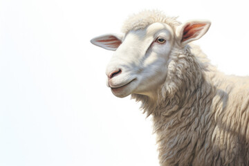 Beautiful sheep in front of a white background (AI Generated) 