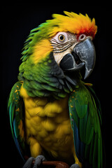 Fototapeta premium Parrot in front of a black background (AI Generated)