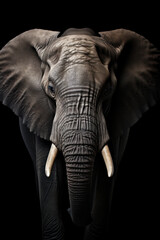 Fototapeta na wymiar Elephant in front of a black background (AI Generated)