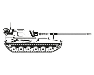 AHS Krab in abstract. Self-propelled artillery. Poland army. Military armored vehicle. Detailed PNG illustration. © Anton