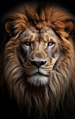 Lion in front of a black background (AI Generated)