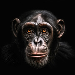 Portrait of a monkey in front of a black background (AI Generated) 