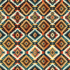 Tribal ornament. Seamless African pattern. Ethnic carpet with chevrons. Aztec style. Geometric mosaic on the tile, majolica. Ancient interior. Modern rug. Geo print on textile. Kente Cloth.