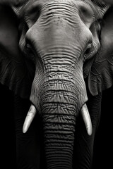 Beautiful elephant in front of a black background (AI Generated) 