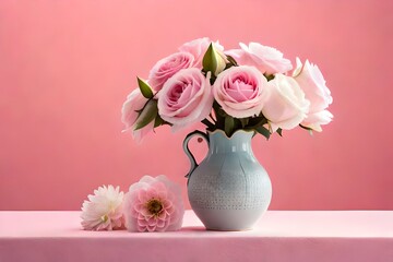 pink roses in a vase