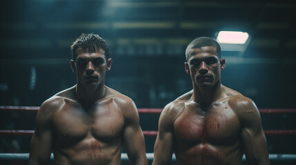 Fototapeta na wymiar Battles of the Ring: Boxers Show Their Grit, generative ai