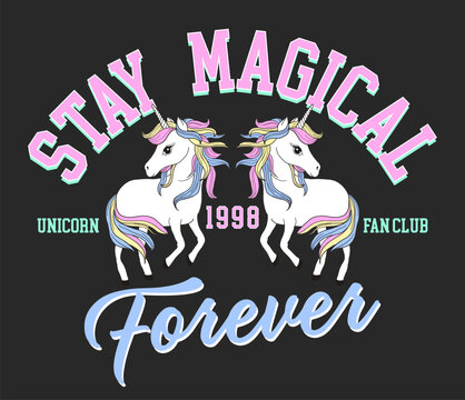 cute unicorn graphic with slogan