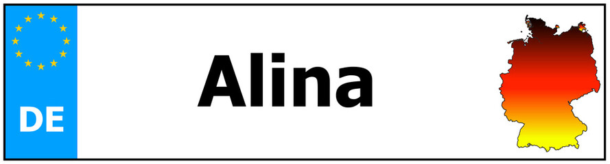 Obraz premium Car sticker sticker with name Alina and map of germany