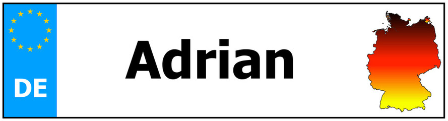 Car sticker sticker with name Adrian and map of germany