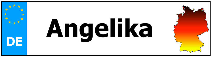 Fototapeta premium Car sticker sticker with name Angelika and map of germany