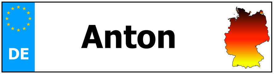 Obraz premium Car sticker sticker with name Anton and map of germany