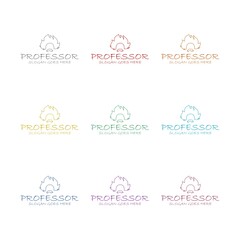 Professor Logo Template icon isolated on white background. Set icons colorful