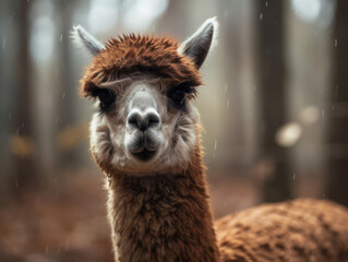 Obraz premium Alpaca portrait created with Generative AI technology