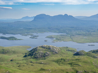 Obraz premium Views of Suilven peak from Stac Pollaidh, Scotland