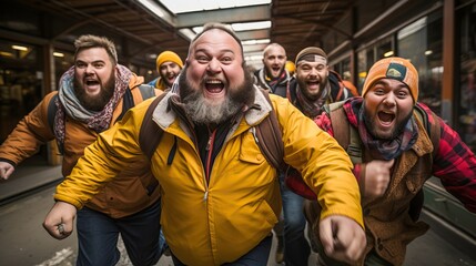 Naklejka premium running overweight people, generative ai