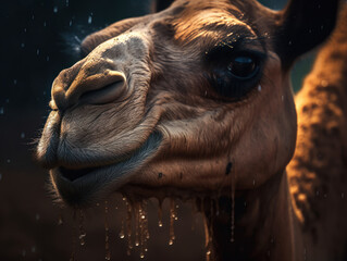 Camel portrait created with Generative AI technology