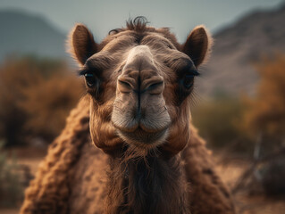 Obraz premium Camel portrait created with Generative AI technology