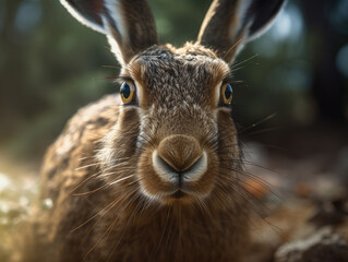 Hare portrait created with Generative AI technology