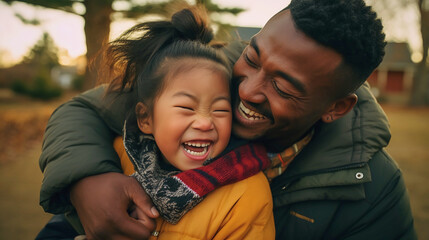 In a heartfelt documentary scene, parents from diverse cultures embrace their children's health journeys, captured candidly with warm colors and genuine emotions.
