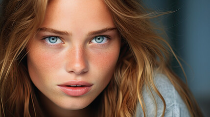 Nordic beautiful woman with blue eyes