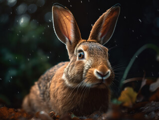 Rabbit portrait created with Generative AI technology