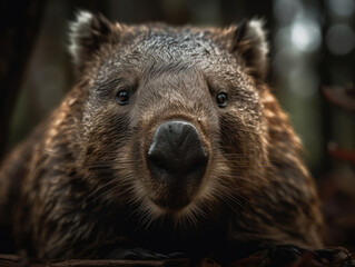 Wombat in its habitat close up portrait 