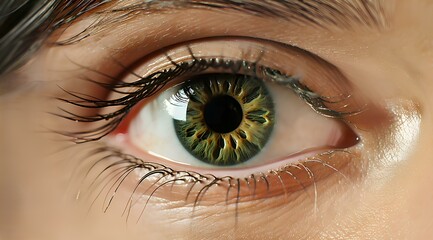 Female Eye with Long Natural Elashes. Natural beauty. Close up, Macro. Generative AI.