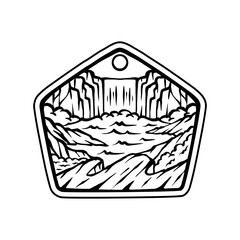 Adventure camping outdoor vintage badge logo isolated on frame badge