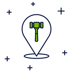 Filled outline Auction hammer icon isolated on white background. Gavel - hammer of judge or auctioneer. Bidding process, deal done. Auction bidding. Vector