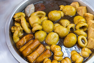 Taiwanese local food store with braised tofu