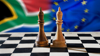 Politics. South Africa and EU. Diplomatic relations. Pieces on a chessboard